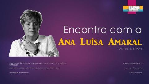 Banner de divulgação do evento com foto de Ana Luísa Amaral em preto e branco