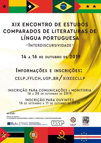 Cartaz do Evento, com informações presentes na descrição e bandeiras de países de língua portuguesa