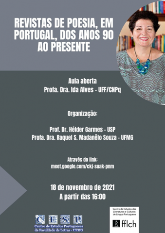 Banner do evento com fotografia de Ida Alves, sorrindo, com livros ao fundo.
