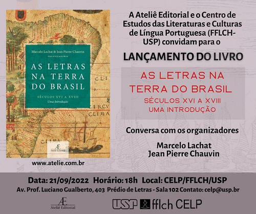 Banner com as informações do projeto, que estão na descrição, e uma foto da professora Fátima Mendonça, com uma estante de livros atrás.