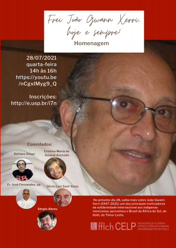 Banner de divulgação do evento que homenageia o Frei João Gwann Xerri